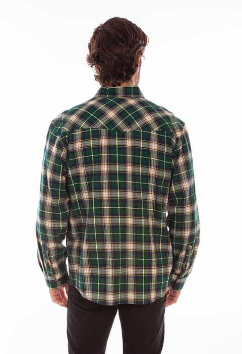 Scully Leather 100% Cotton Hunter Green Plaid Cotton Flannel Shirt - Scully Leather