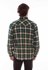 Scully Leather 100% Cotton Hunter Green Plaid Cotton Flannel Shirt - Scully Leather
