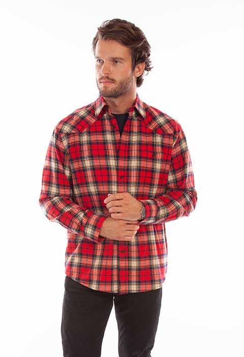 Scully Leather 100% Cotton Red Plaid Cotton Flannel Shirt - Scully Leather