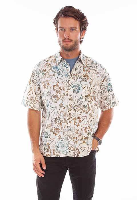Scully Leather Farthest Point Natural Batik Floral Shirt - Scully Leather
