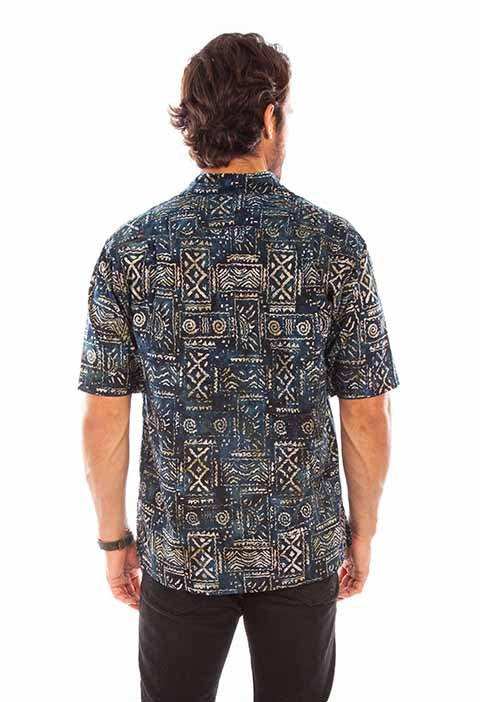 Scully Leather Farthest Point Navy Batik Tribal Pattern Shirt - Scully Leather - Flyclothing LLC