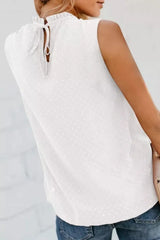 Smocked Tie Back Frill Trim Tank - Trendsi - Flyclothing LLC