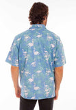 Scully Leather Farthest Point Capri Blue Hawaiian Flamingos & Leaves - Scully Leather