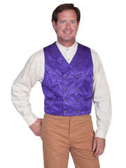Scully PURPLE FLORAL SILK DOUBLE BREASTED VEST - Flyclothing LLC