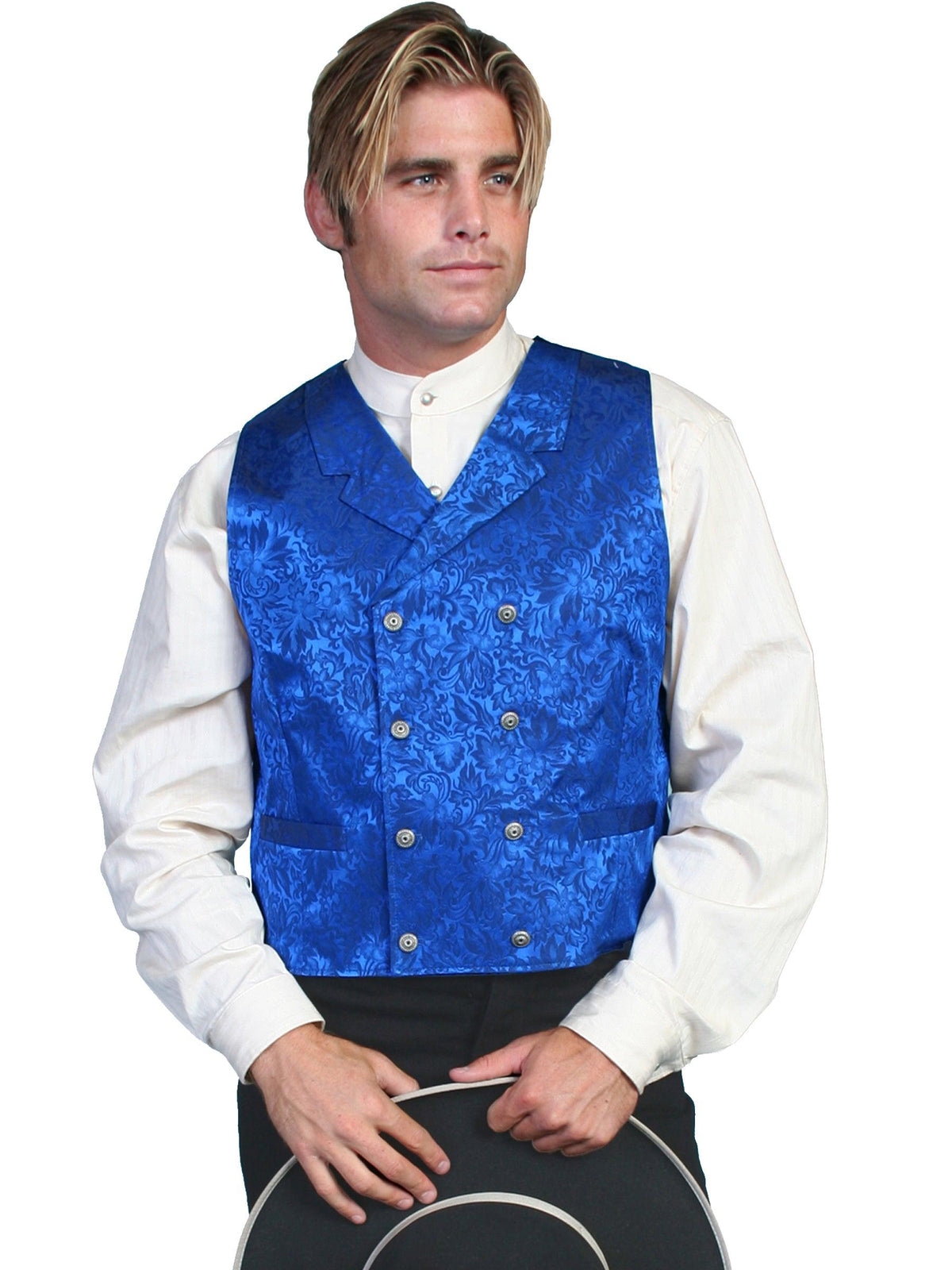 Scully Leather Royal Floral Silk Double Breasted Mens Vest - Flyclothing LLC