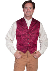 Scully Leather Burgundy Silk Flor Single Breasted Mens Vest - Flyclothing LLC
