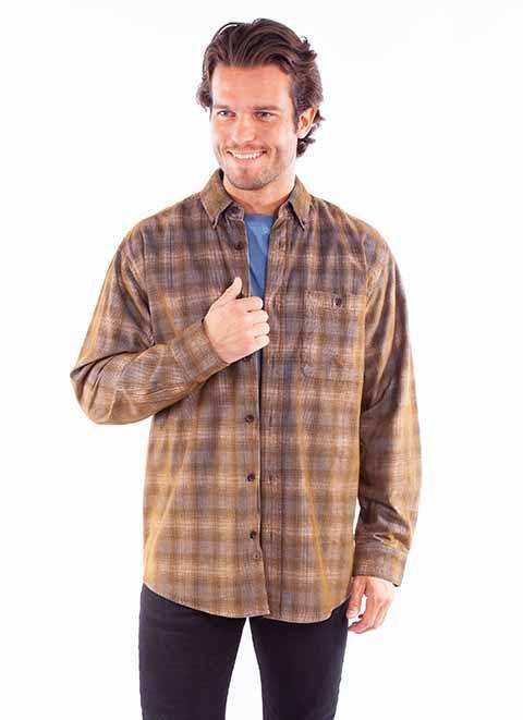Scully Leather Farthest Point Blue-Brown Sherpa Lined Corduroy Shirt-Jacket - Scully Leather - Flyclothing LLC