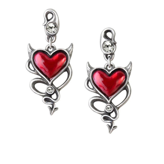 Alchemy Gothic Devil Heart Earrings - Alchemy Gothic