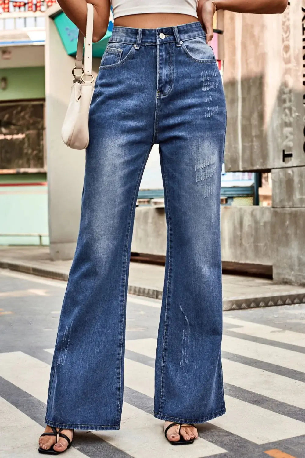 Buttoned Loose Fit Jeans with Pockets - Trendsi - Flyclothing LLC