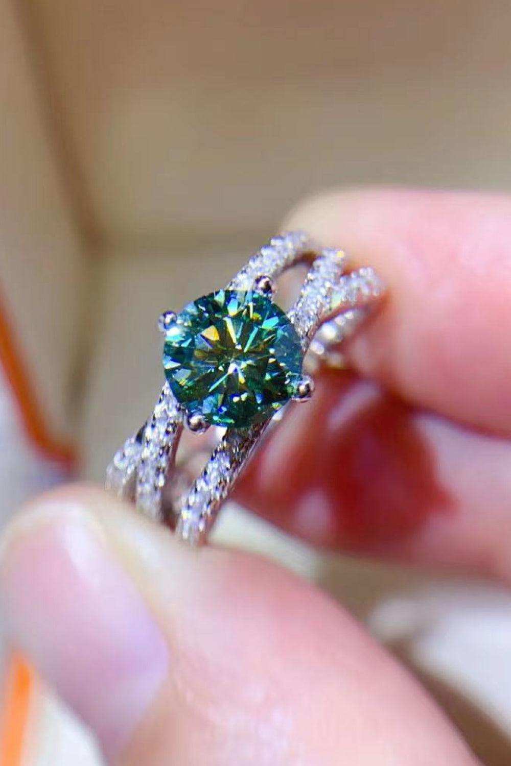 1 Carat Moissanite Contrast 925 Sterling Silver Ring - Trendsi - Flyclothing LLC