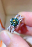 1 Carat Moissanite Contrast 925 Sterling Silver Ring - Trendsi