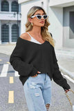 V-Neck Long Sleeve Sweater - Trendsi
