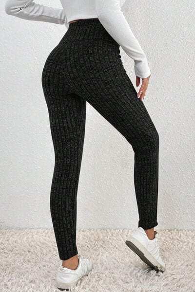 Ribbed High Waist Leggings - Trendsi - Flyclothing LLC