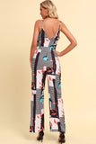 Printed Spaghetti Strap Tied Jumpsuit - Trendsi