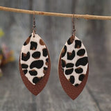 Leaf Shape Leather Dangle Earrings - Trendsi