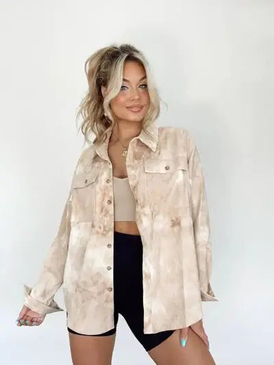 Tie-Dye Button Up Long Sleeve Shirt - Trendsi - Flyclothing LLC