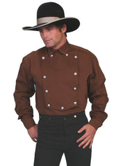 Scully Leather Brown Brushed Twill Bib Mens Shirt - Flyclothing LLC