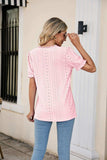 Eyelet Flounce Sleeve Scalloped V-Neck Top - Trendsi - Flyclothing LLC