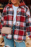 Plus Size Plaid Button Up Hooded Jacket - Trendsi - Flyclothing LLC