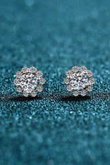 1 Carat Moissanite Floral-Shaped Stud Earrings - Trendsi - Flyclothing LLC