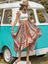 Printed High Waist Handkerchief Hem Skirt - Trendsi - Flyclothing LLC