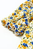 Floral Puff Sleve Keyhole Blouse - Trendsi
