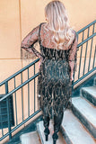 Sequin Open Front Sheer Cardigan - Trendsi