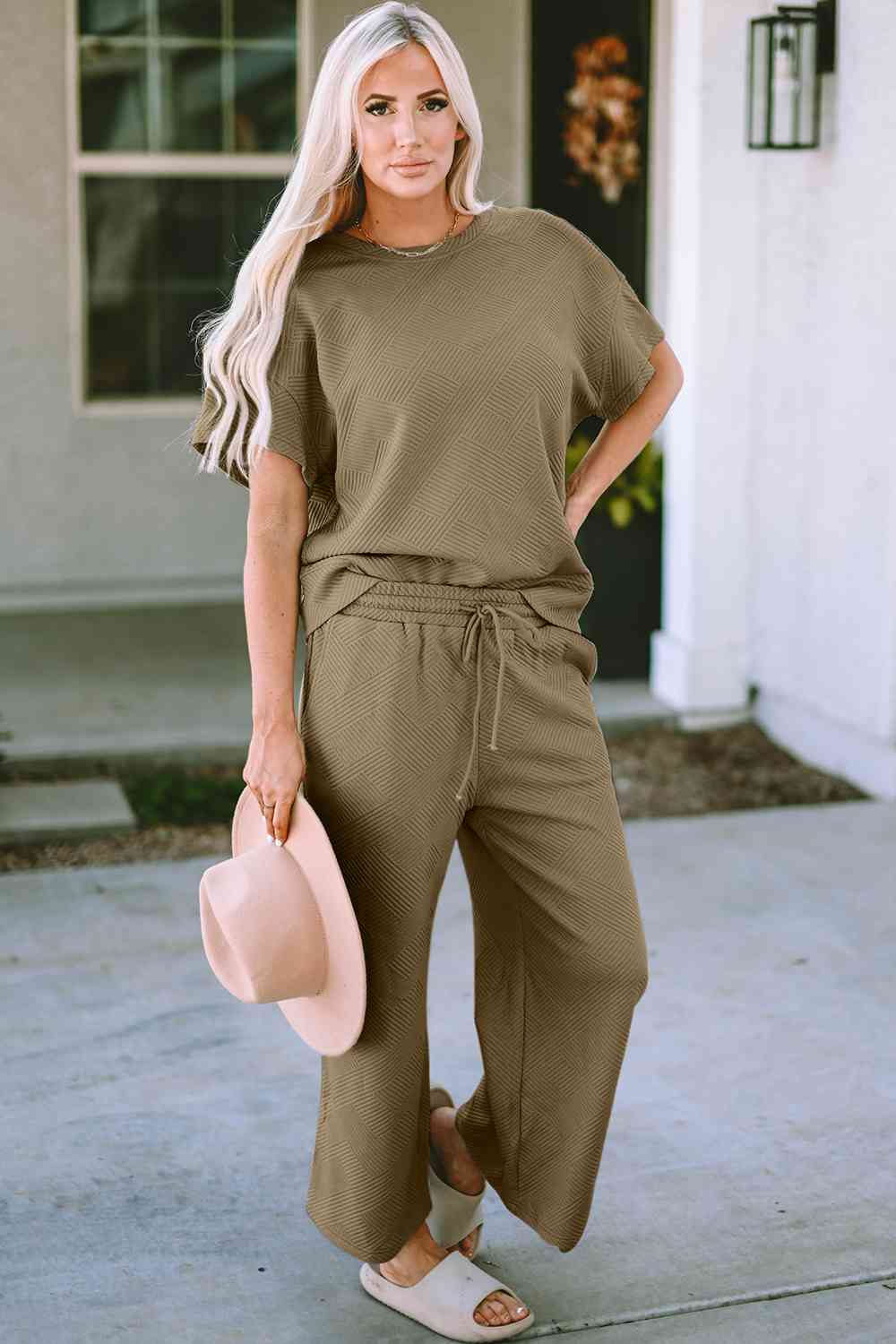 Short Sleeve Top and Pants Set - Trendsi - Flyclothing LLC