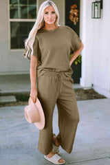 Short Sleeve Top and Pants Set - Trendsi - Flyclothing LLC