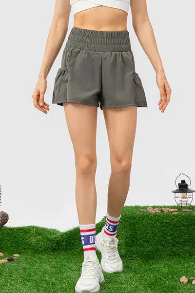 Elastic Waist Pocketed Active Shorts - Trendsi - Flyclothing LLC