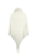 Striped Fringe Detail Long Sleeve Poncho - Trendsi - Flyclothing LLC