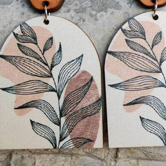 Geometrical Shape Wooden Drop Earrings - Trendsi