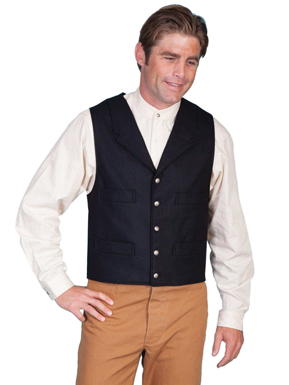 Scully Leather Black Wool Blend 4 Pocket Mens Vest - Scully Leather - Flyclothing LLC