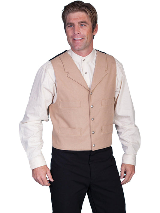Scully Leather Tan Wool Blend 4 Pocket Mens Vest - Scully Leather