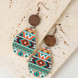 Geometric Wooden Teardrop Earrings - Trendsi