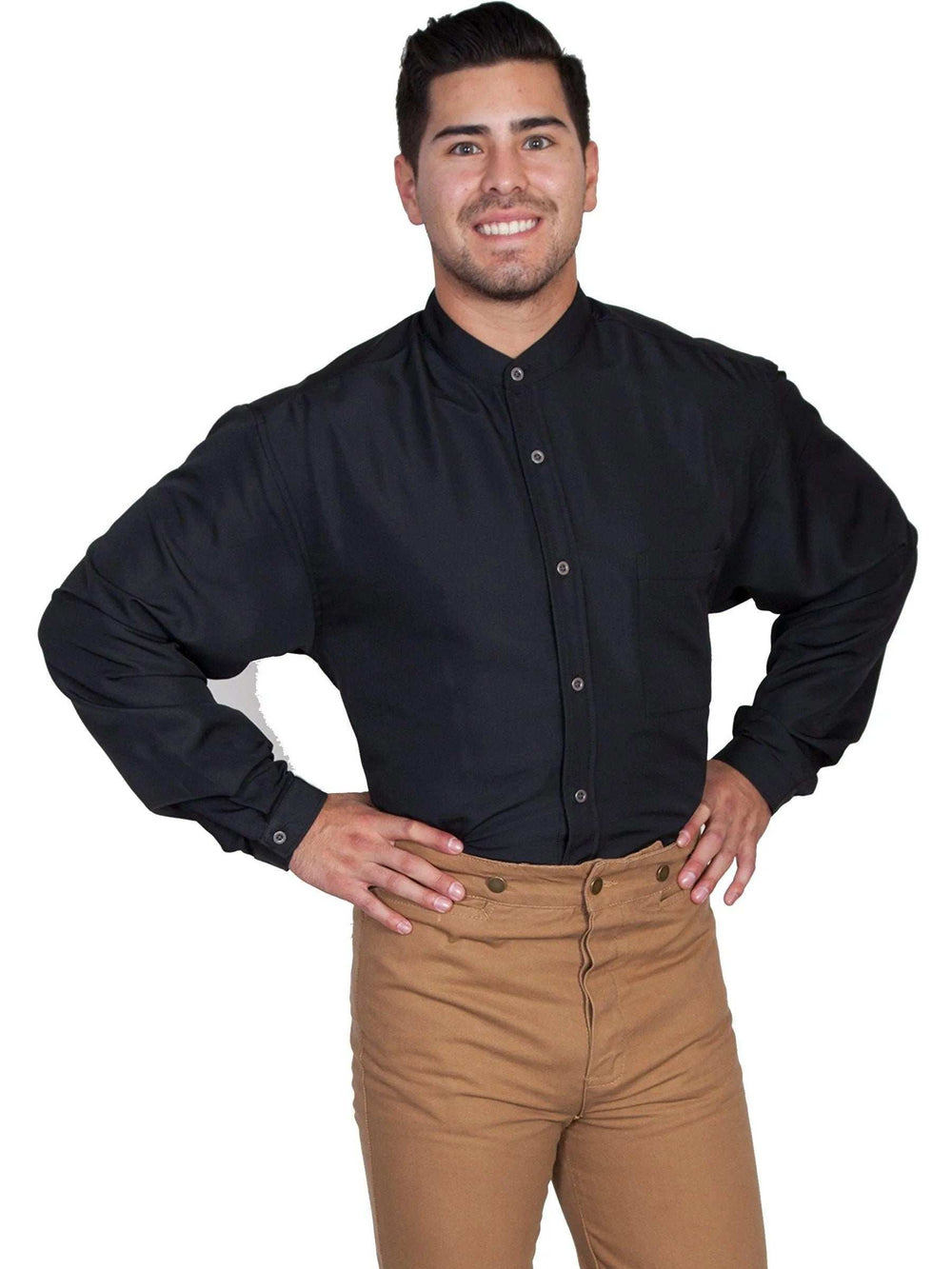 Scully Leather Black Button Front Moisture Wicking Mens Shirt - Scully Leather