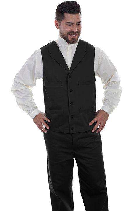 Scully BLACK HERRINGBONE UNLINED VEST - Scully Leather - Flyclothing LLC