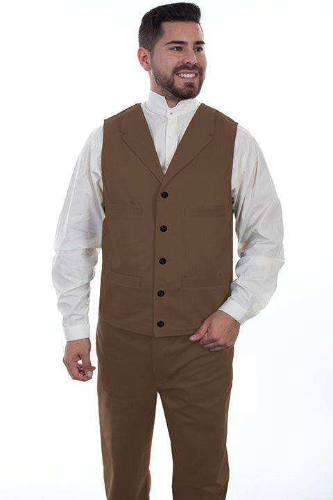 Scully BROWN HERRINGBONE UNLINED VEST - Scully Leather - Flyclothing LLC