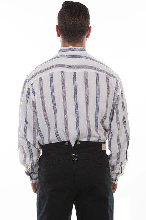 Scully IVORY DOBBY STRIPE BUTTON FRONT - Scully Leather - Flyclothing LLC