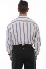 Scully IVORY DOBBY STRIPE BUTTON FRONT - Scully Leather - Flyclothing LLC