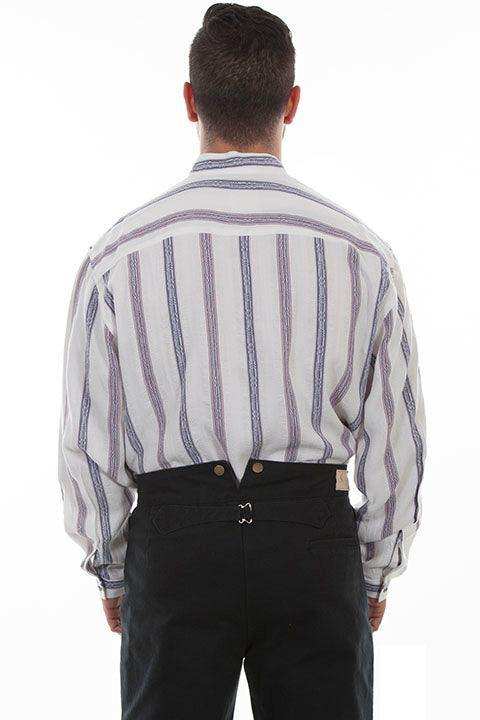 Scully IVORY DOBBY STRIPE BUTTON FRONT - Scully Leather - Flyclothing LLC