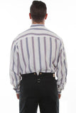 Scully IVORY DOBBY STRIPE BUTTON FRONT - Scully Leather