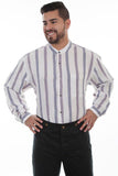 Scully IVORY DOBBY STRIPE BUTTON FRONT - Scully Leather