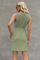 Tied Round Neck Sleeveless Sweater Dress - Trendsi - Flyclothing LLC