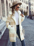 Plaid Button Down Coat with Pockets - Trendsi - Flyclothing LLC