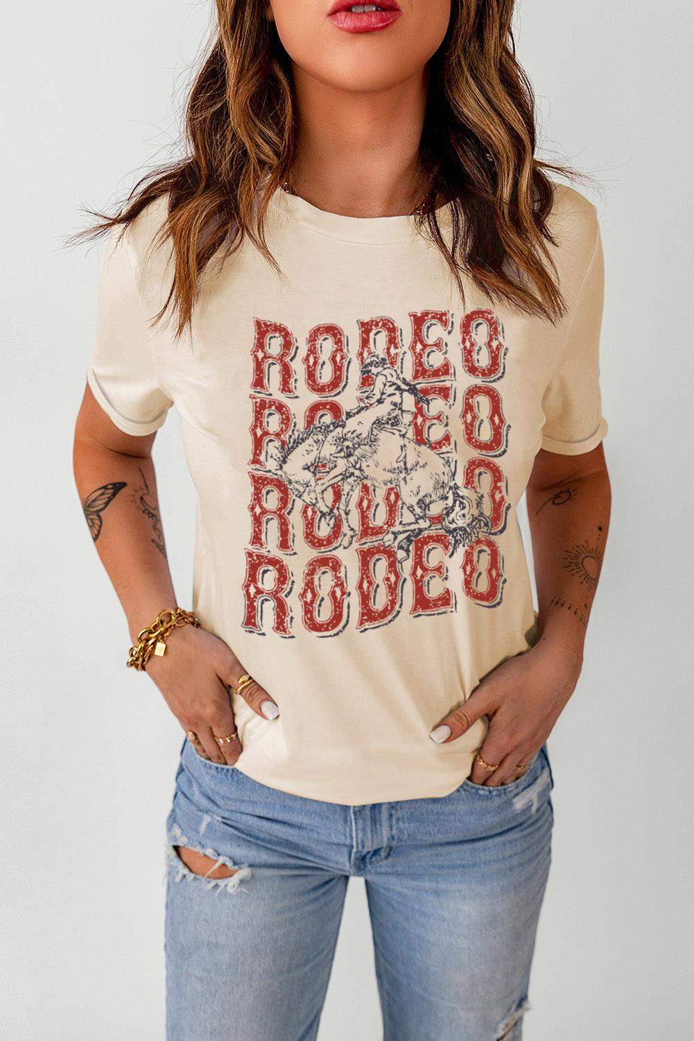 Letter Graphic Cuffed Tee Shirt - Trendsi - Flyclothing LLC