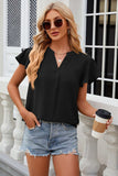 Notched Cap Sleeve T-Shirt - Trendsi - Flyclothing LLC