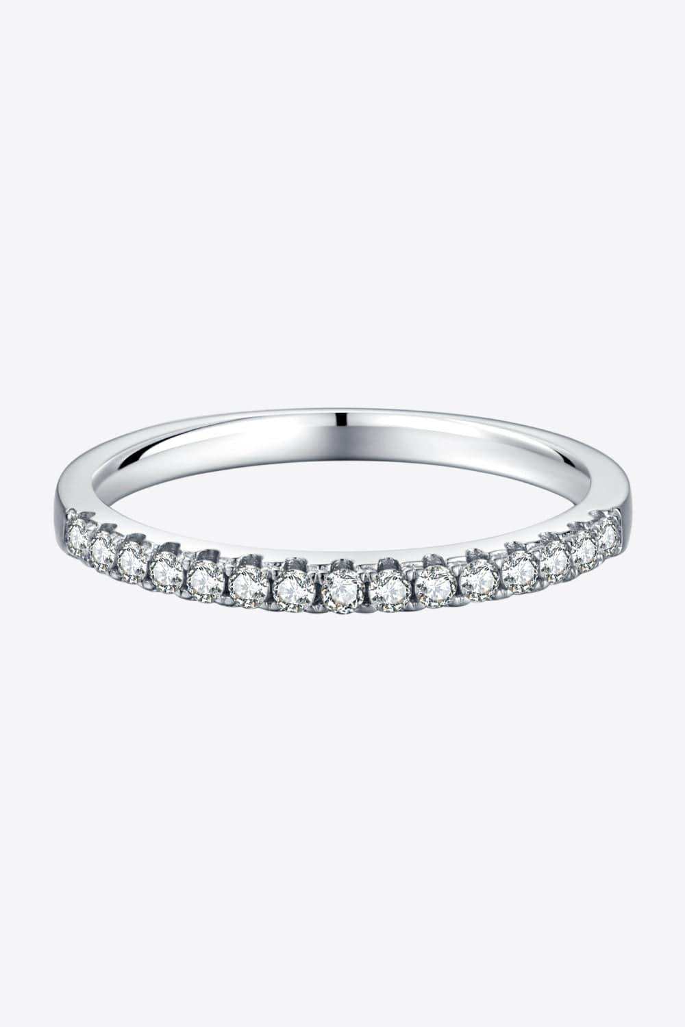 Moissanite Platinum-Plated Half-Eternity Ring - Trendsi - Flyclothing LLC