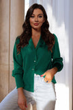 Lapel Collar Buttoned Puff Sleeve Shirt - Trendsi
