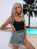 Contrast Scoop Neck Knit Tank - Trendsi - Flyclothing LLC